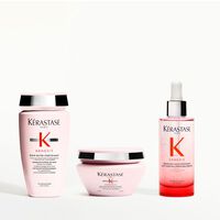 Set di tre prodotti Kerastase Genesis: shampoo, maschera e siero, per una cura completa dei capelli.
