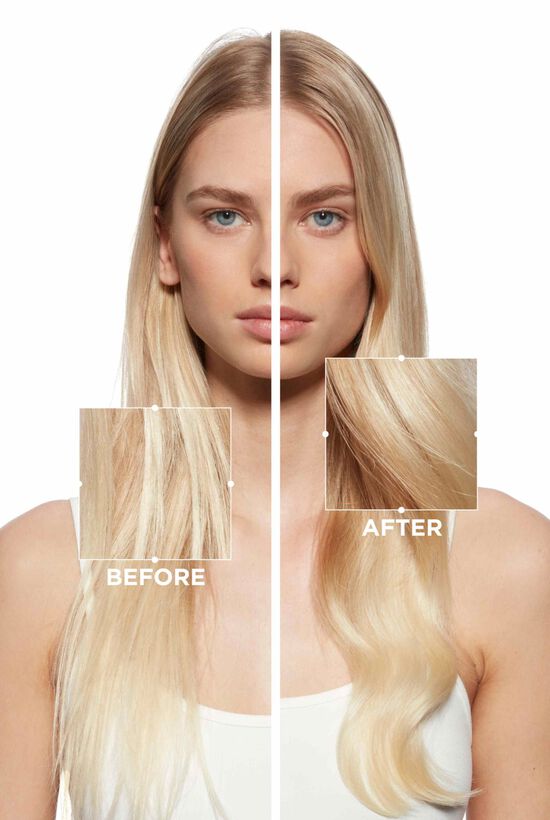 Foto dei capelli prima e dopo un trattamento Fusio-Dose