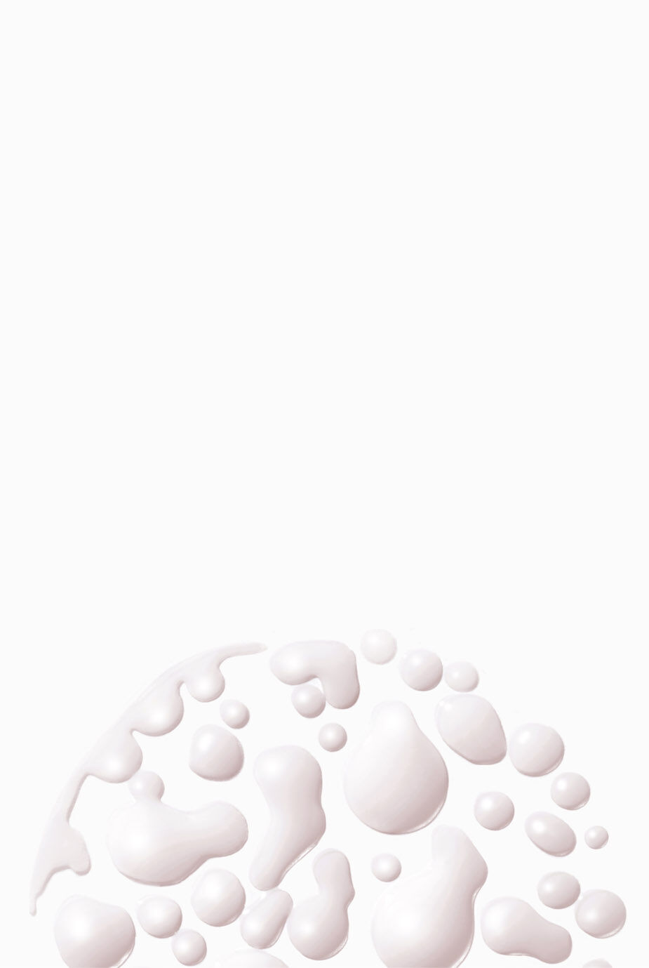 Immagine astratta di gocce bianche su uno sfondo chiaro, creando un effetto di fluidita e leggerezza.