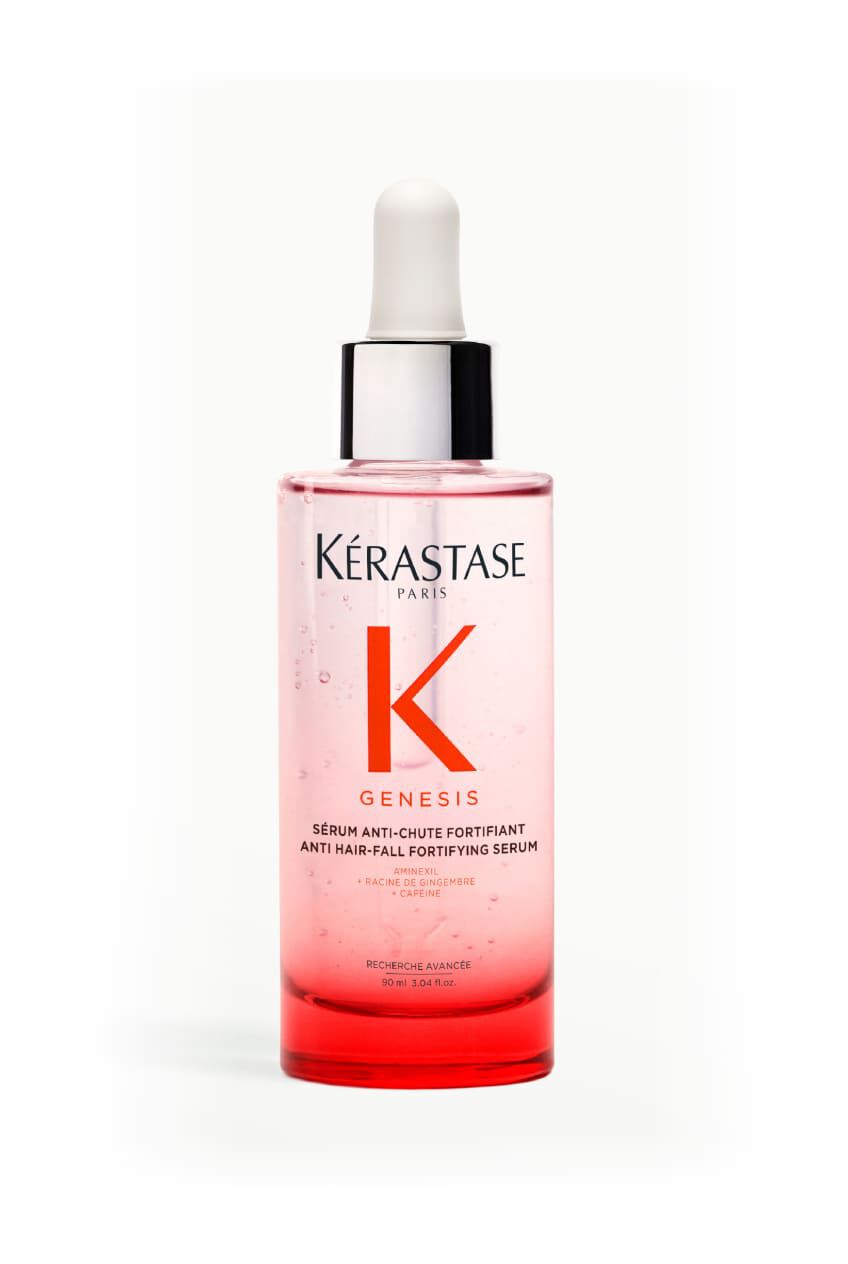 Bottiglia del siero Kerastase Genesis Serum Anti-Chute Fortifiant, studiato per rafforzare i capelli e prevenire la caduta.