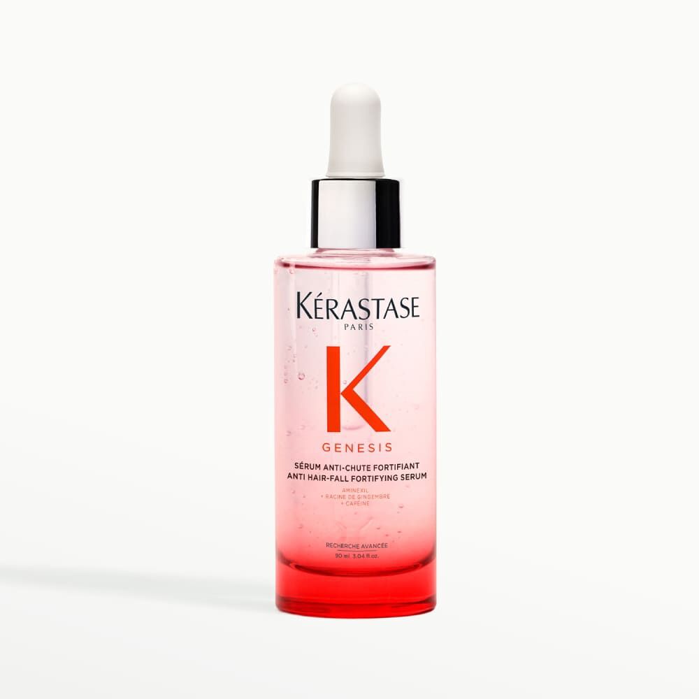 Bottiglia del siero Kerastase Genesis Serum Anti-Chute Fortifiant, studiato per rafforzare i capelli e prevenire la caduta.