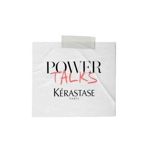 Carta adesiva con la scritta "Power Talks - Kerastase"