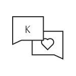 Icona di uno smartphone con la lettera 'K' e una busta da lettera che rappresenta comunicazioni digitali.
