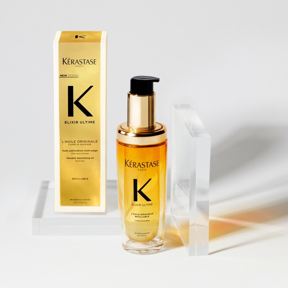 Ormai l'iconico olio per capelli multiuso Elixir Ultime di Kérastase è ricaricabile. 
